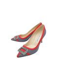 Manolo Blahnik Bicolor Gotrian Fabric Crystal Pump 39