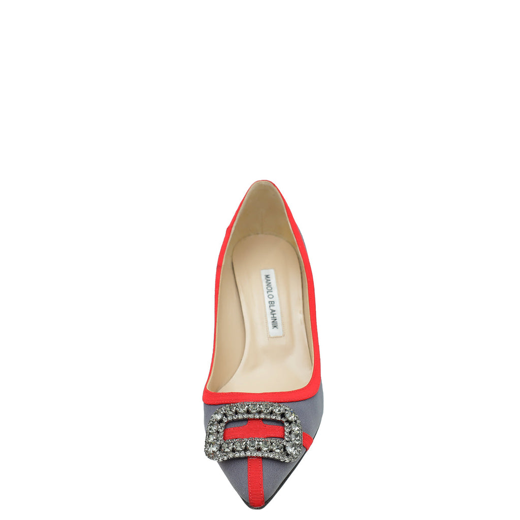 Manolo Blahnik Bicolor Gotrian Fabric Crystal Pump 39