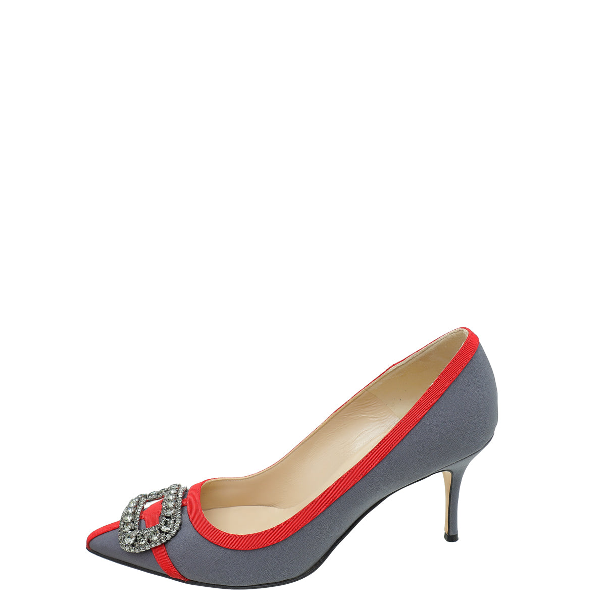 Manolo Blahnik Bicolor Gotrian Fabric Crystal Pump 39