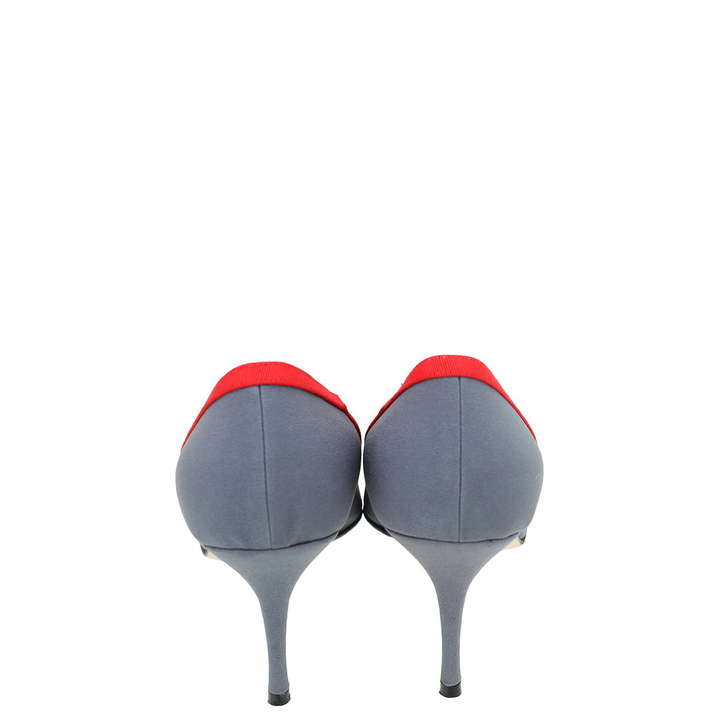 Manolo Blahnik Bicolor Gotrian Fabric Crystal Pump 39