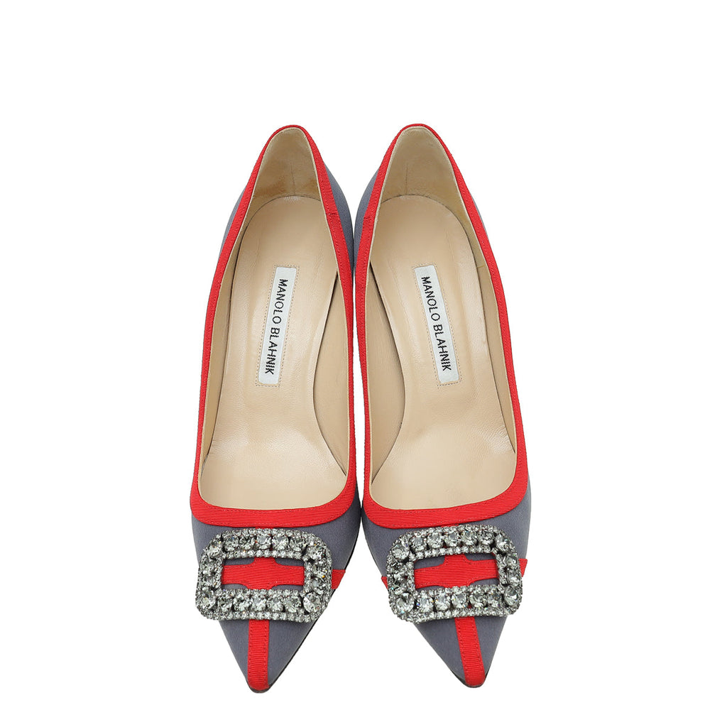 Manolo Blahnik Bicolor Gotrian Fabric Crystal Pump 39