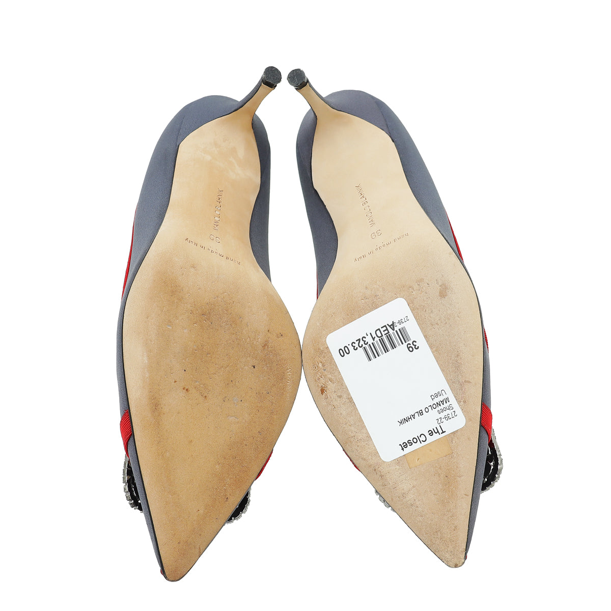 Manolo Blahnik Bicolor Gotrian Fabric Crystal Pump 39