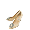 Manolo Blahnik Champaign Satin Hangisi Pump 39