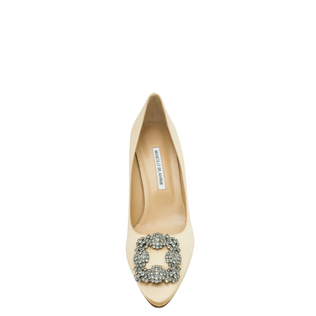 Manolo Blahnik Champaign Satin Hangisi Pump 39