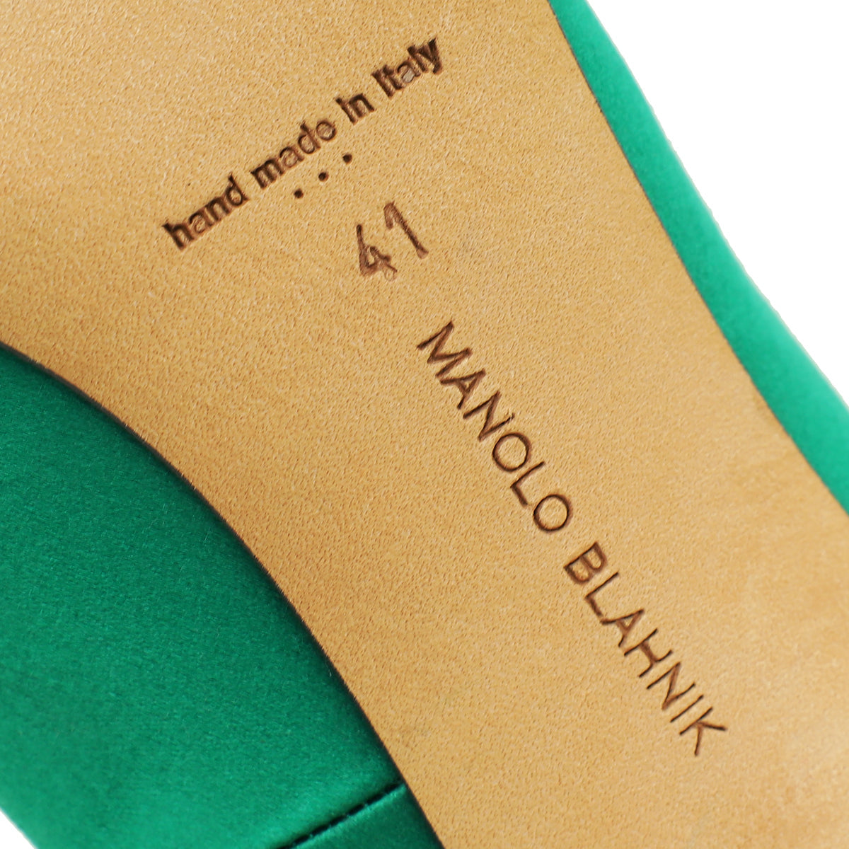 Manolo Blahnik Green Satin Hangisi Pumps 41
