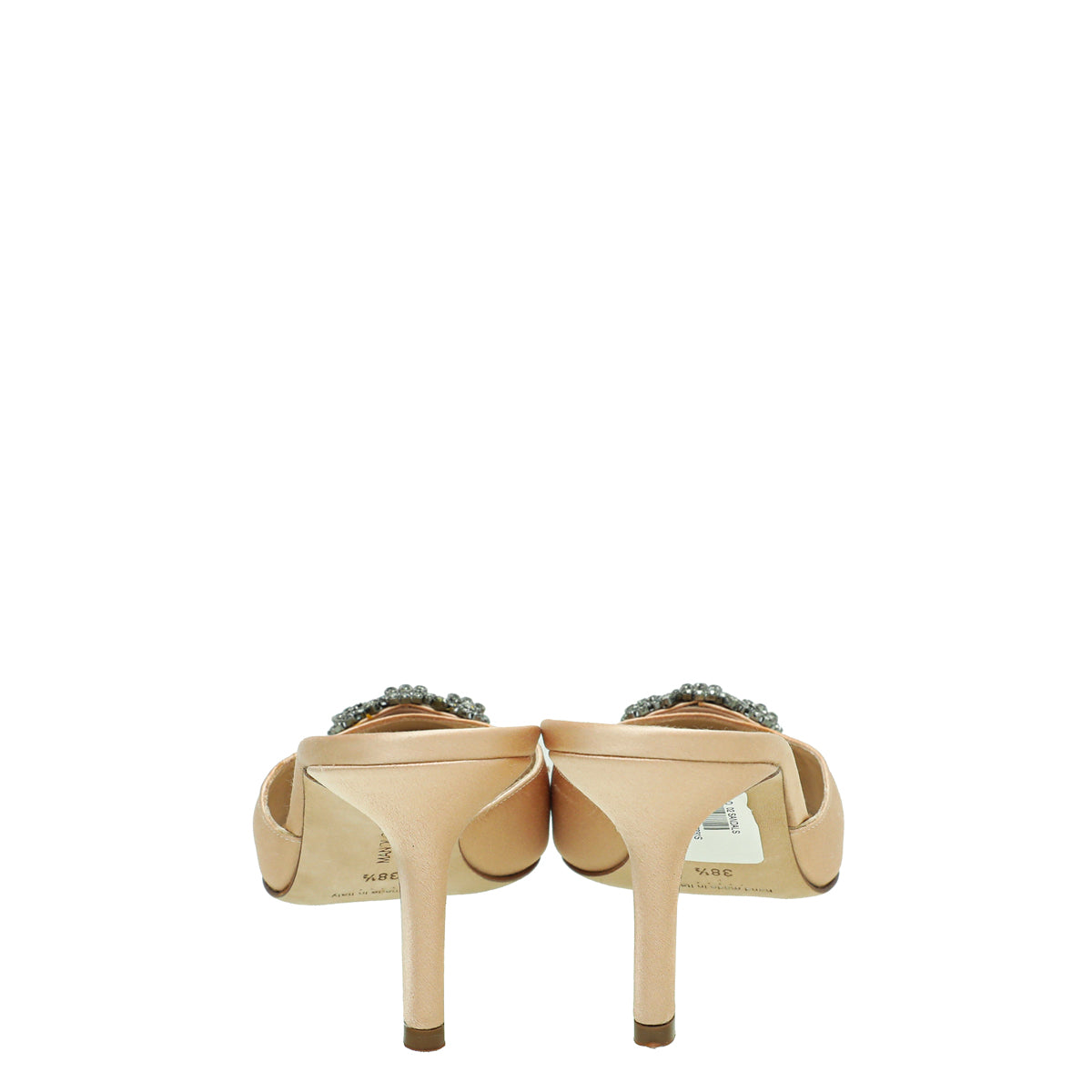 Manolo Blahnik Nude Satin Hangisi Mules 38.5