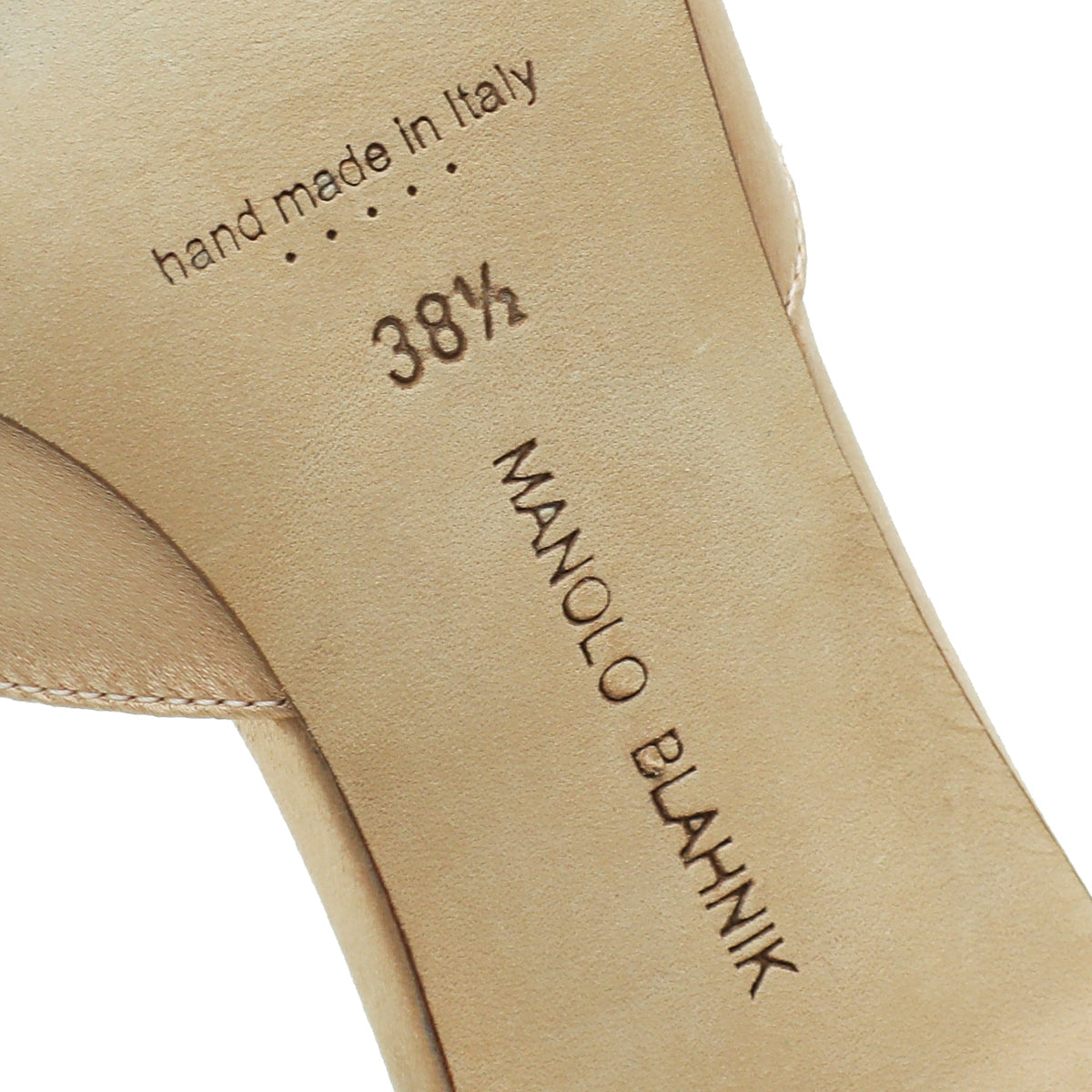 Manolo Blahnik Nude Satin Hangisi Mules 38.5