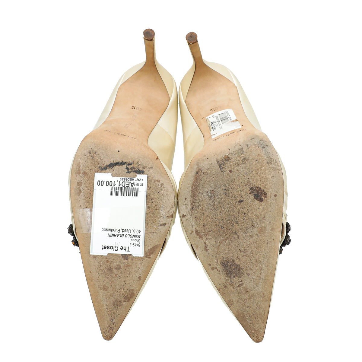 Manolo Blahnik Ivory Satin Perdu Pump 40.5