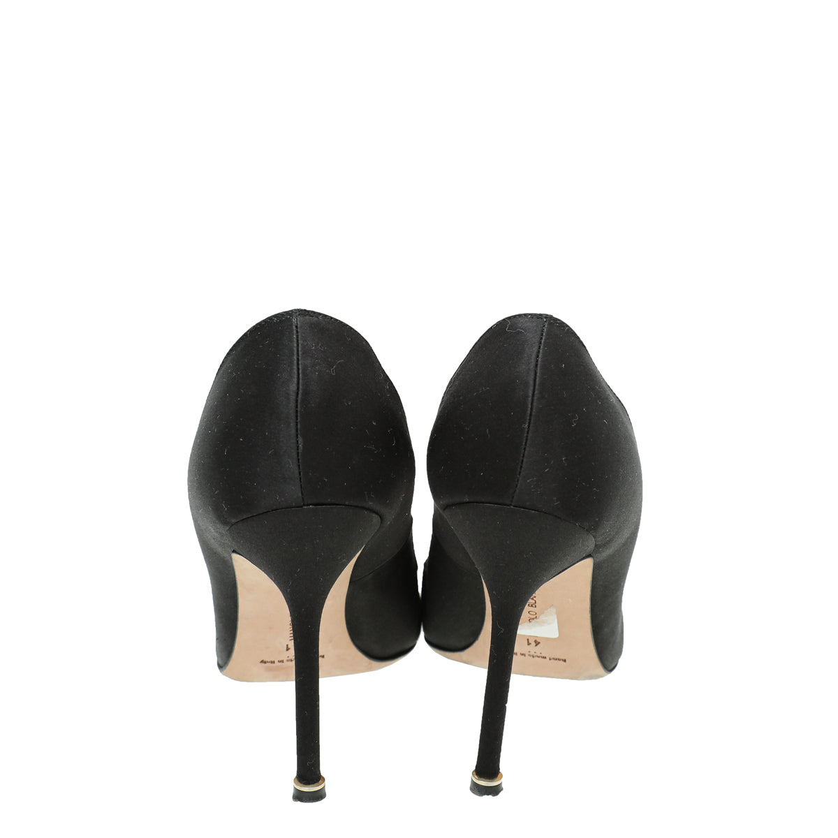 Manolo Blahnik Black Satin Hangisi Pearl Buckle Pump 41