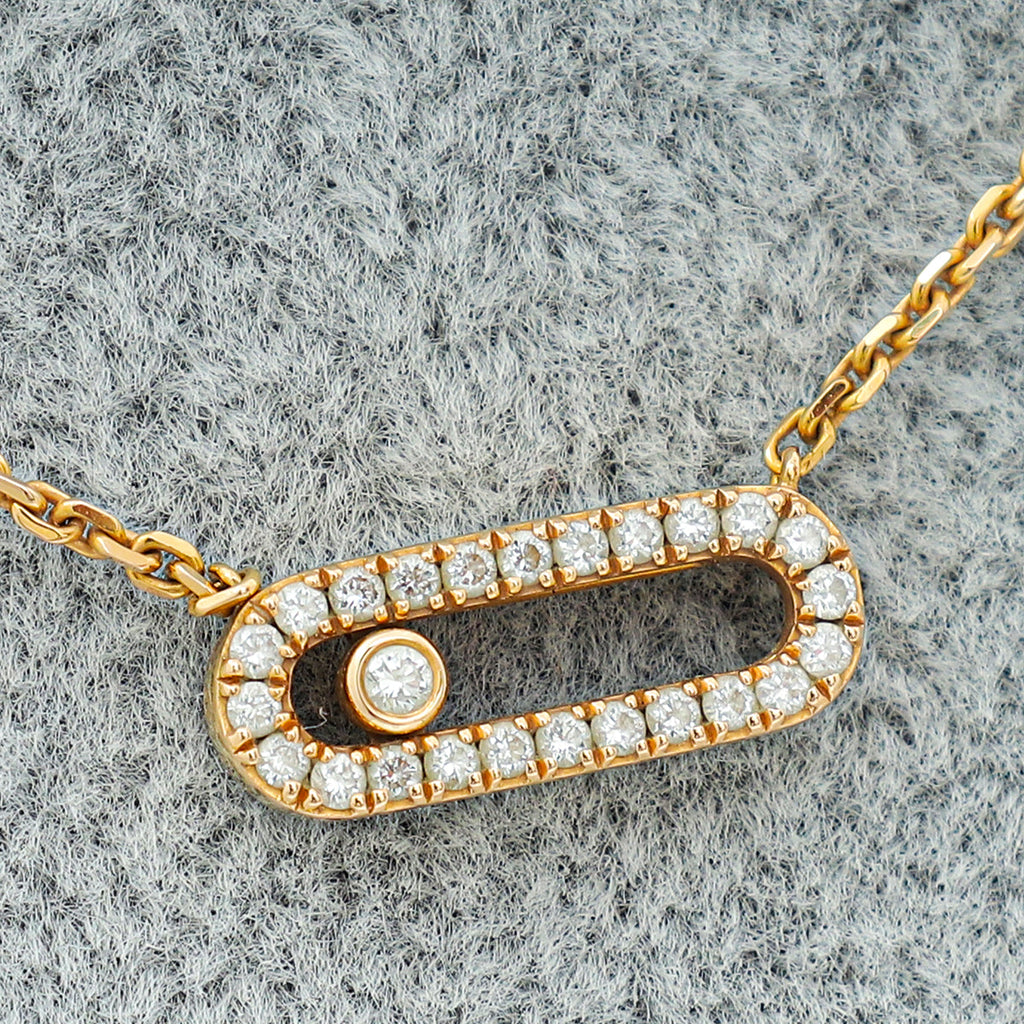 Messika 18K Rose Gold Move Uno 2 Rows Pavé Diamond Necklace
