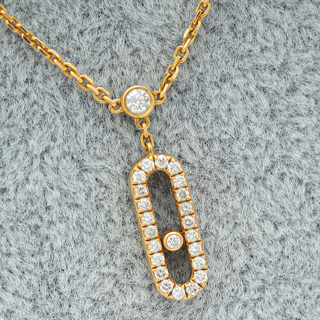 Messika 18K Rose Gold Move Uno 2 Rows Pavé Diamond Necklace