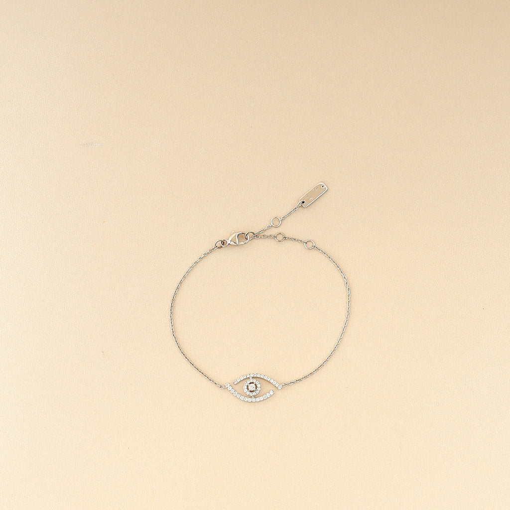 Messika 18K White Gold Lucky Eye Pave Diamond Bracelet