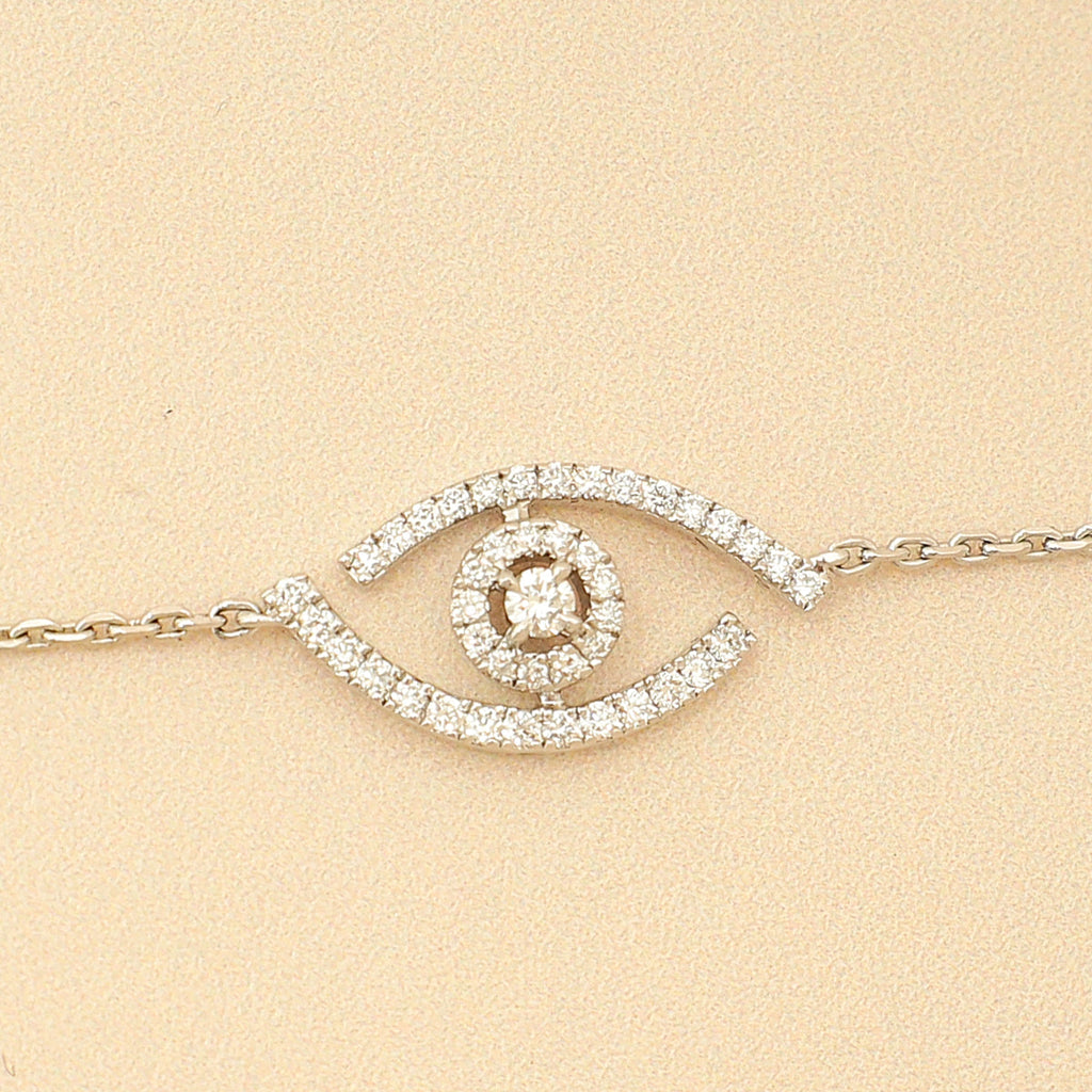 Messika 18K White Gold Lucky Eye Pave Diamond Bracelet