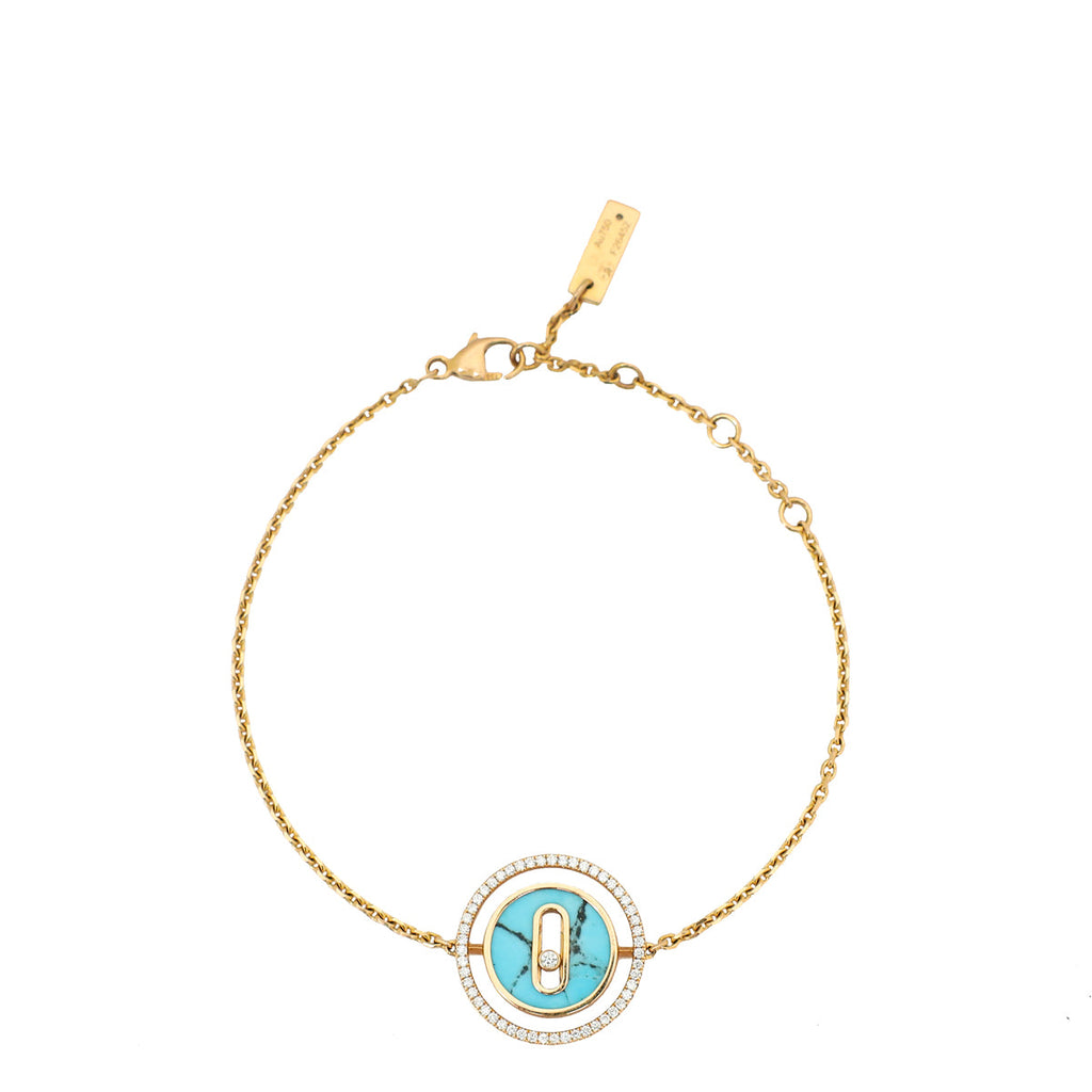 Messika 18K Pink Gold Turquoise Diamond Lucky Move Bracelet