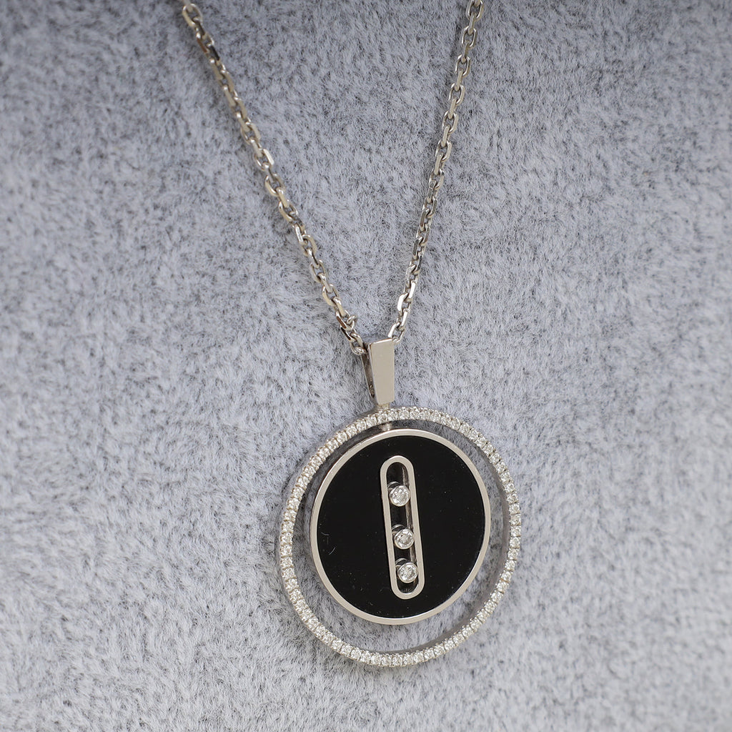 Messika 18K White Gold Lucky Move Diamond and Onyx Necklace