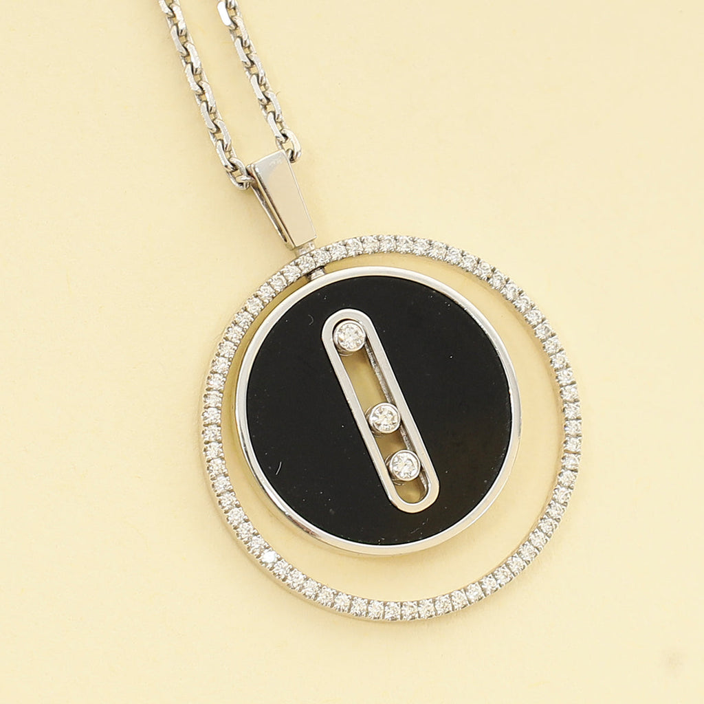 Messika 18K White Gold Lucky Move Diamond and Onyx Necklace