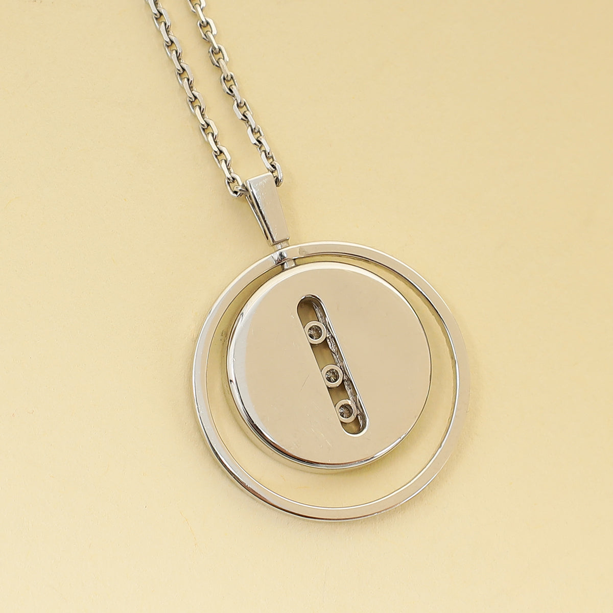 Messika 18K White Gold Lucky Move Diamond and Onyx Necklace