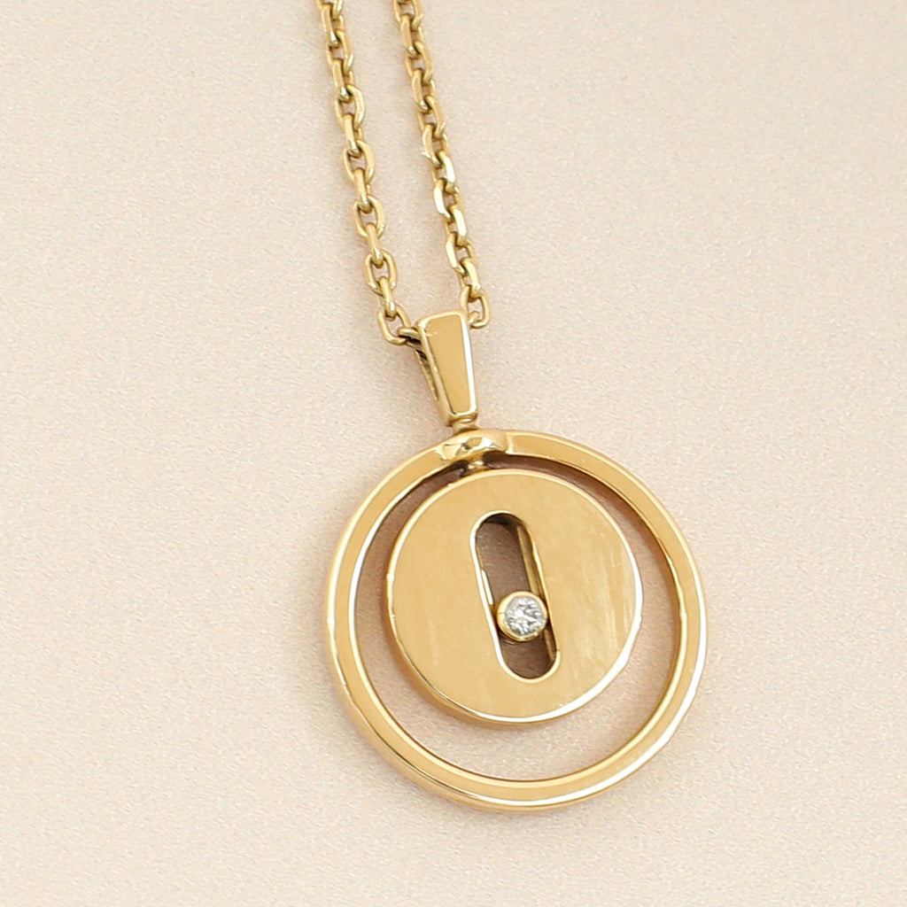 Messika 18K Yellow Gold Lucky Move SM Pendant Diamond Necklace