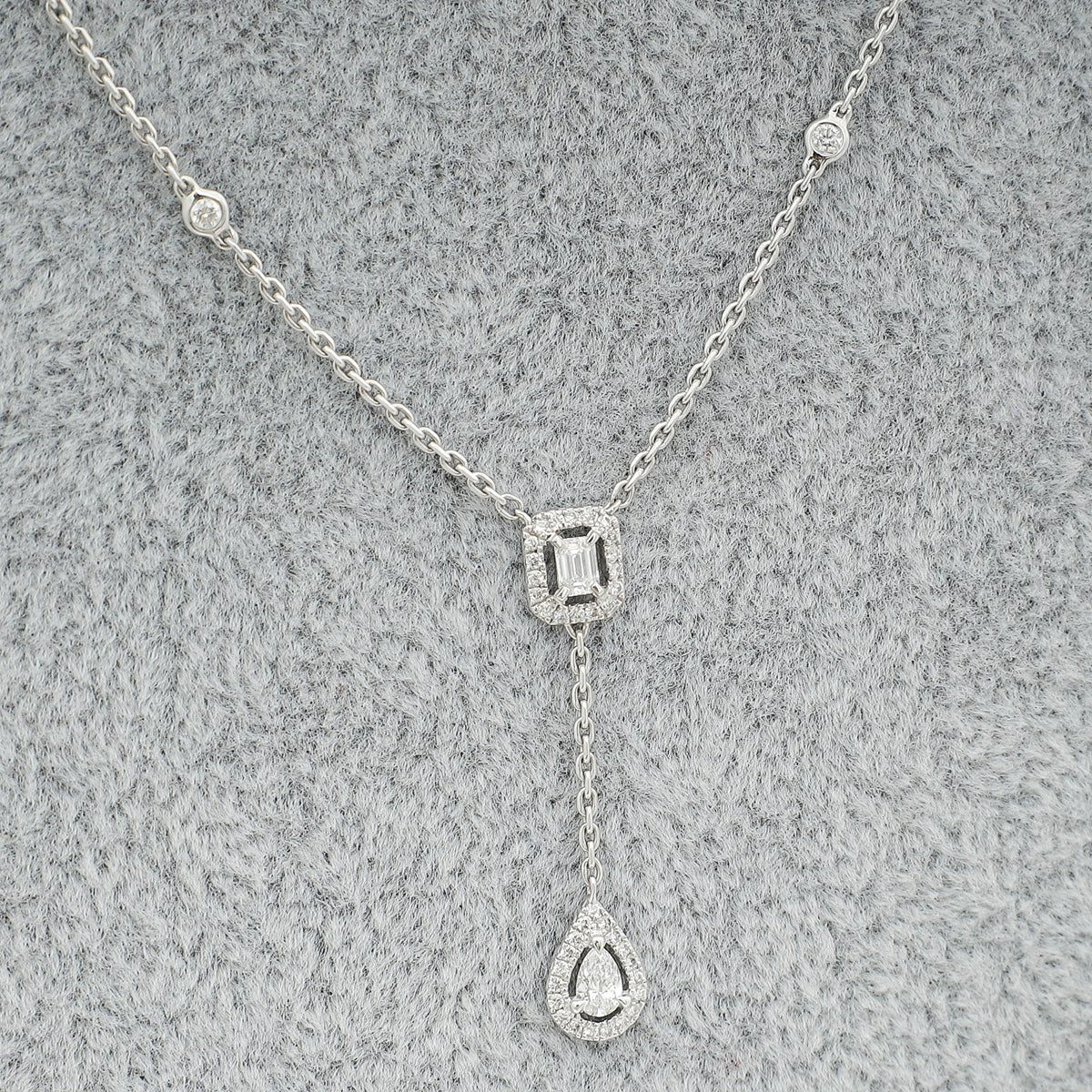 Messika 18K White Gold My Twin Tie Diamond Necklace