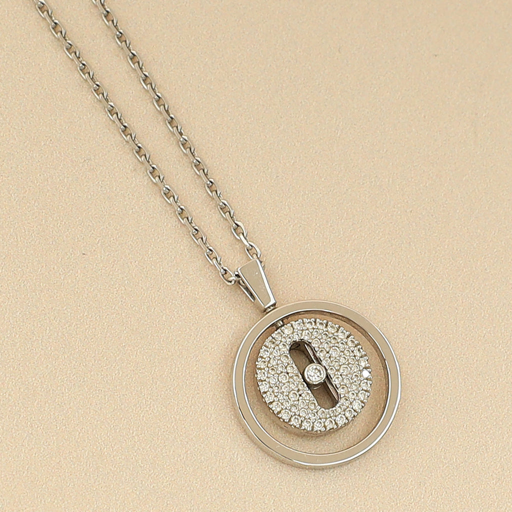 Messika 18K White Gold Diamond Lucky Move SM Pavé Pendant Necklace