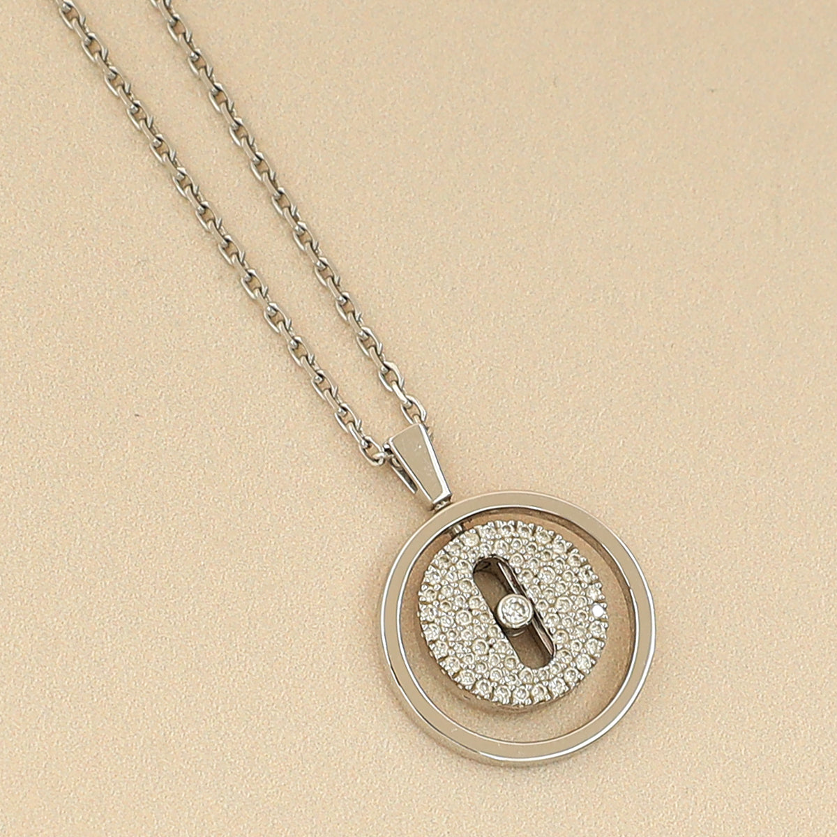 Messika 18K White Gold Diamond Lucky Move SM Pavé Pendant Necklace