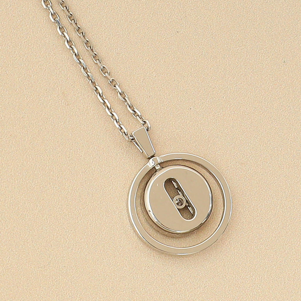 Messika 18K White Gold Diamond Lucky Move SM Pavé Pendant Necklace