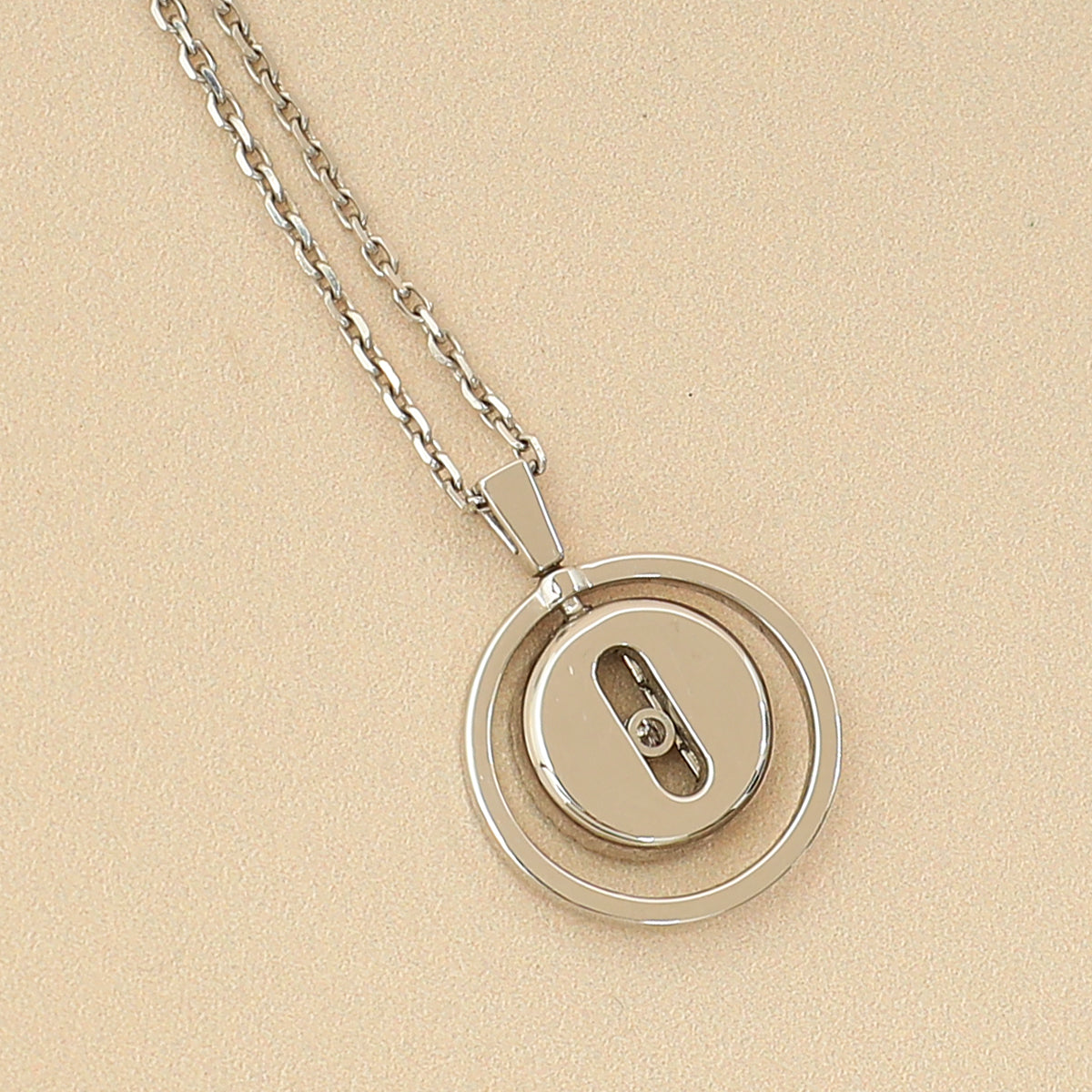 Messika 18K White Gold Diamond Lucky Move SM Pavé Pendant Necklace