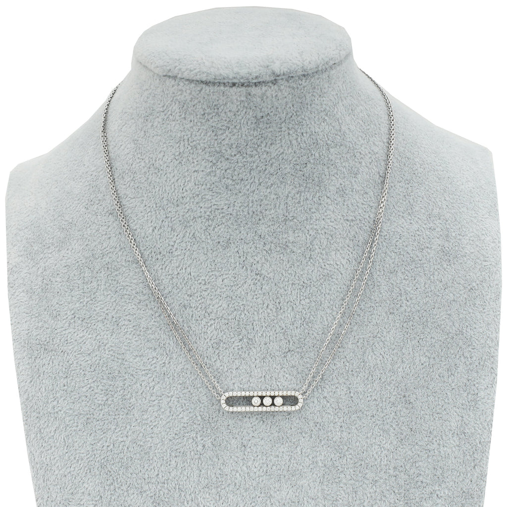 Messika 18K White Gold Move Pave Diamond Double Chain Necklace