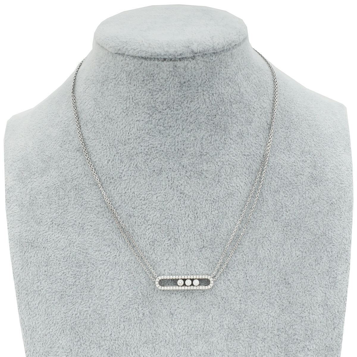 Messika 18K White Gold Move Pave Diamond Double Chain Necklace