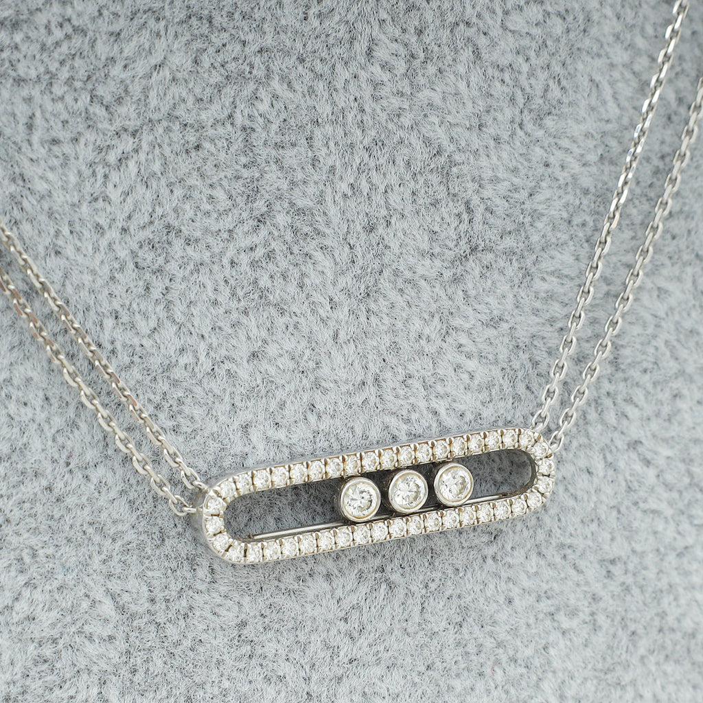 Messika 18K White Gold Move Pave Diamond Double Chain Necklace