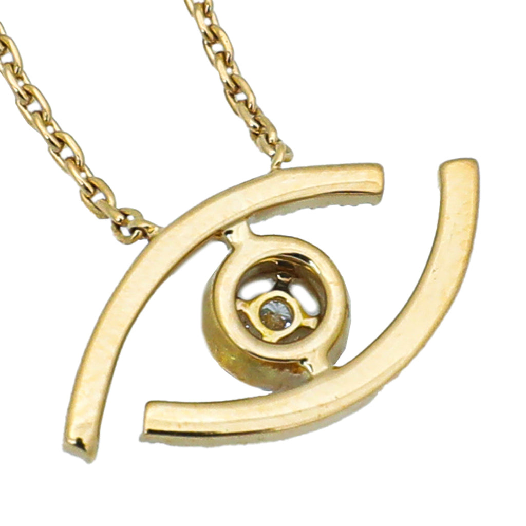 Messika 18K Yellow Gold Eye Pave Diamonds Lucky Necklace