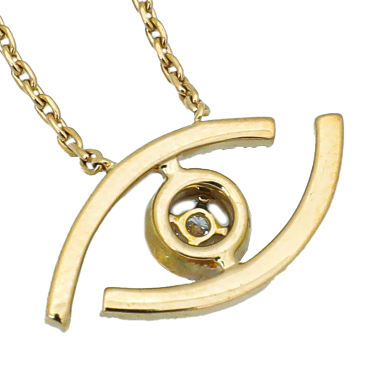 Messika 18K Yellow Gold Eye Pave Diamonds Lucky Necklace