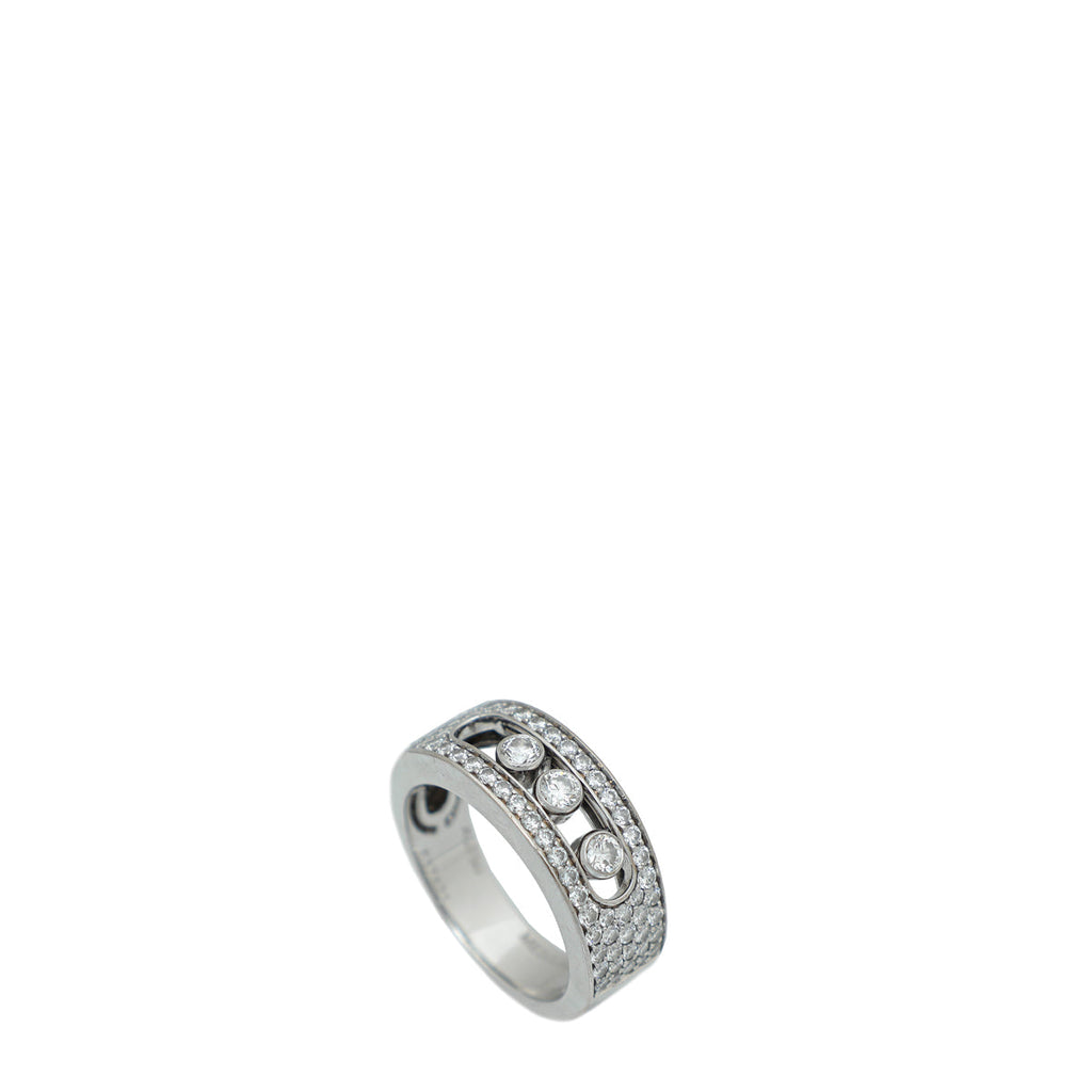 Messika 18K White Gold Move Joaillerie Pavé Diamond Small Model Ring 54