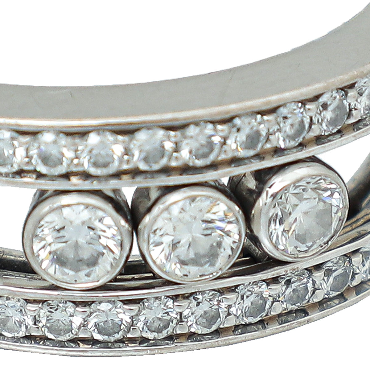Messika 18K White Gold Move Joaillerie Pavé Diamond Small Model Ring 54