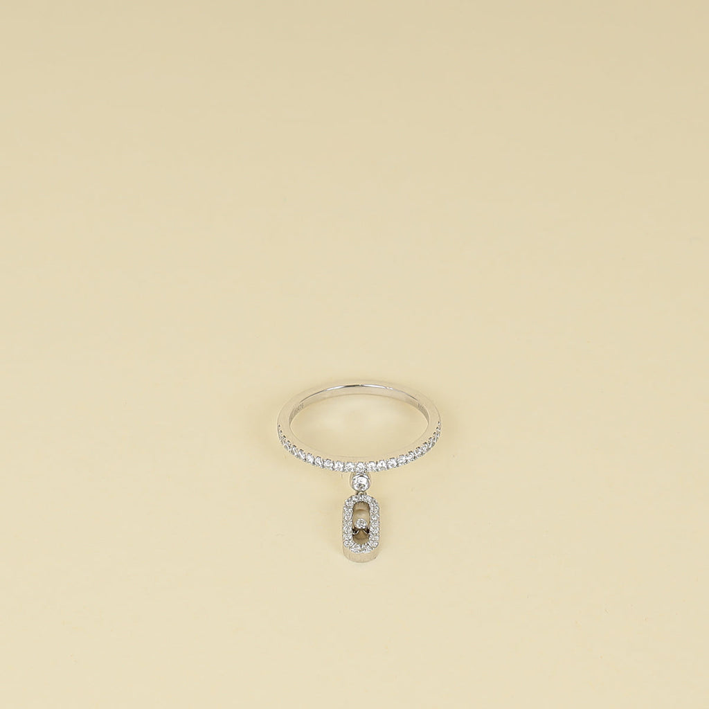 Messika 18K White Gold Diamond Move Uno Pave Drop Ring 53