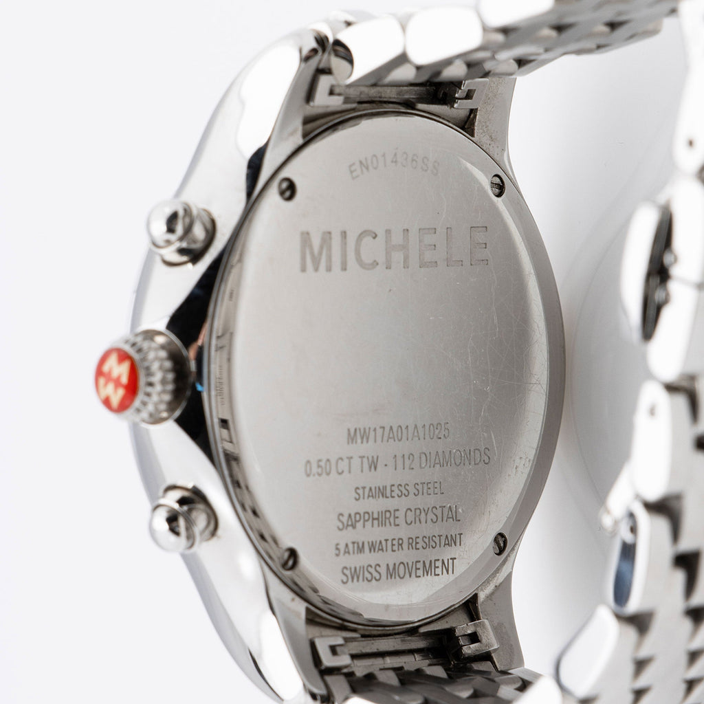Michele Stainless Steel Diamond Jetway Watch