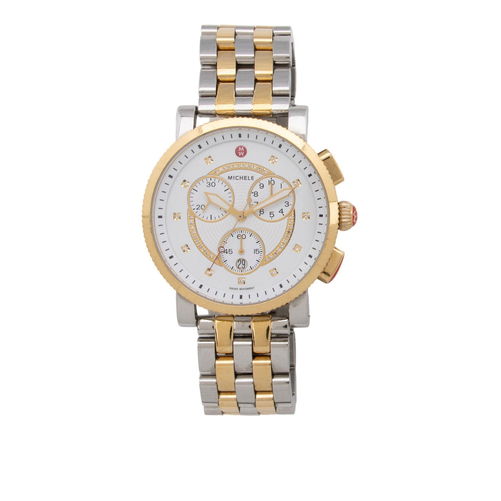 Michele Stainless Steel Diamond Two Tone Sport Sail Watch