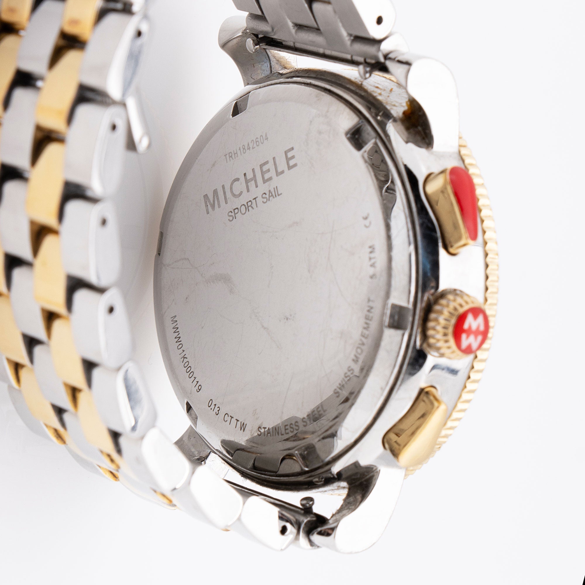 Michele Stainless Steel Diamond Two Tone Sport Sail Watch