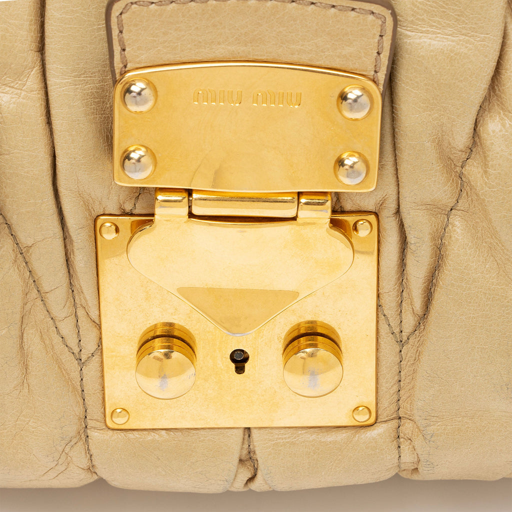 Miu Miu Calfskin Lux Matelasse Bauletto Aperto Satchel (SHF-JstGxR)
