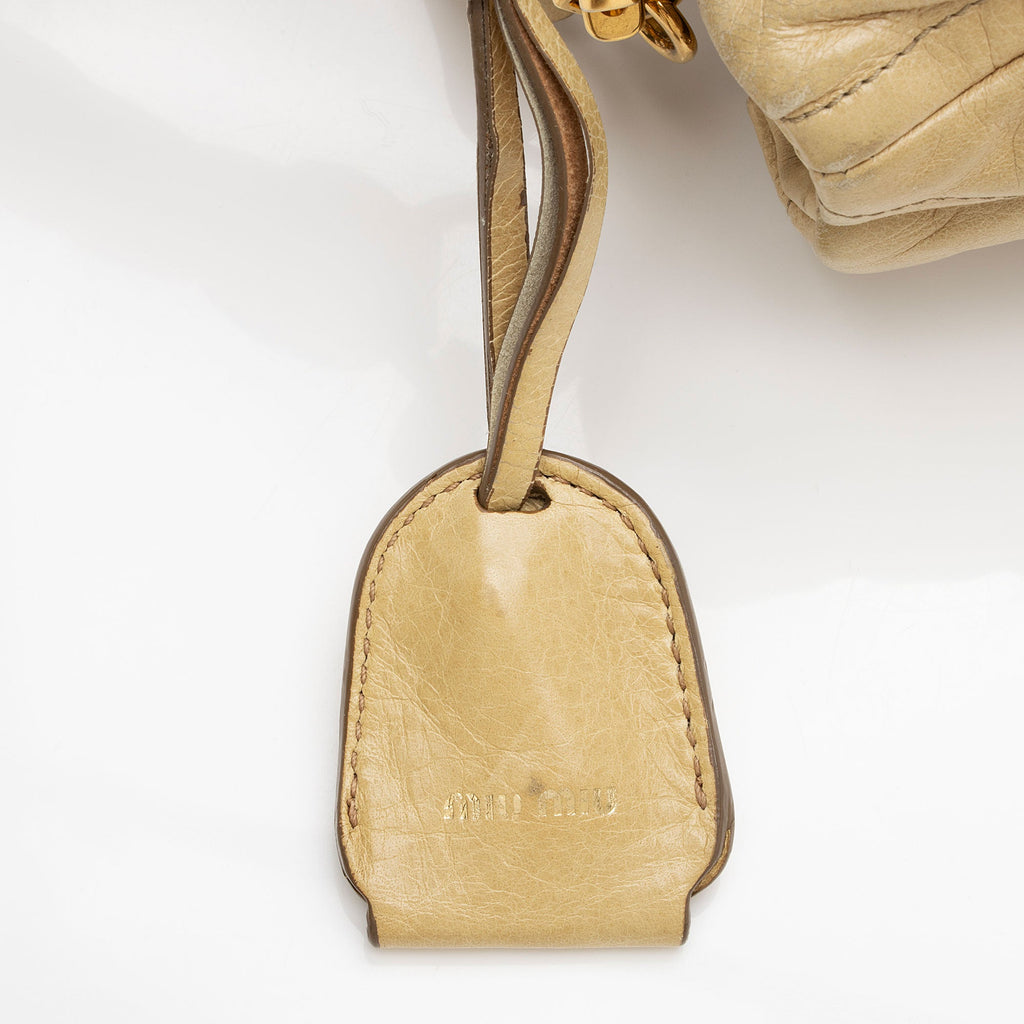 Miu Miu Calfskin Lux Matelasse Bauletto Aperto Satchel (SHF-JstGxR)