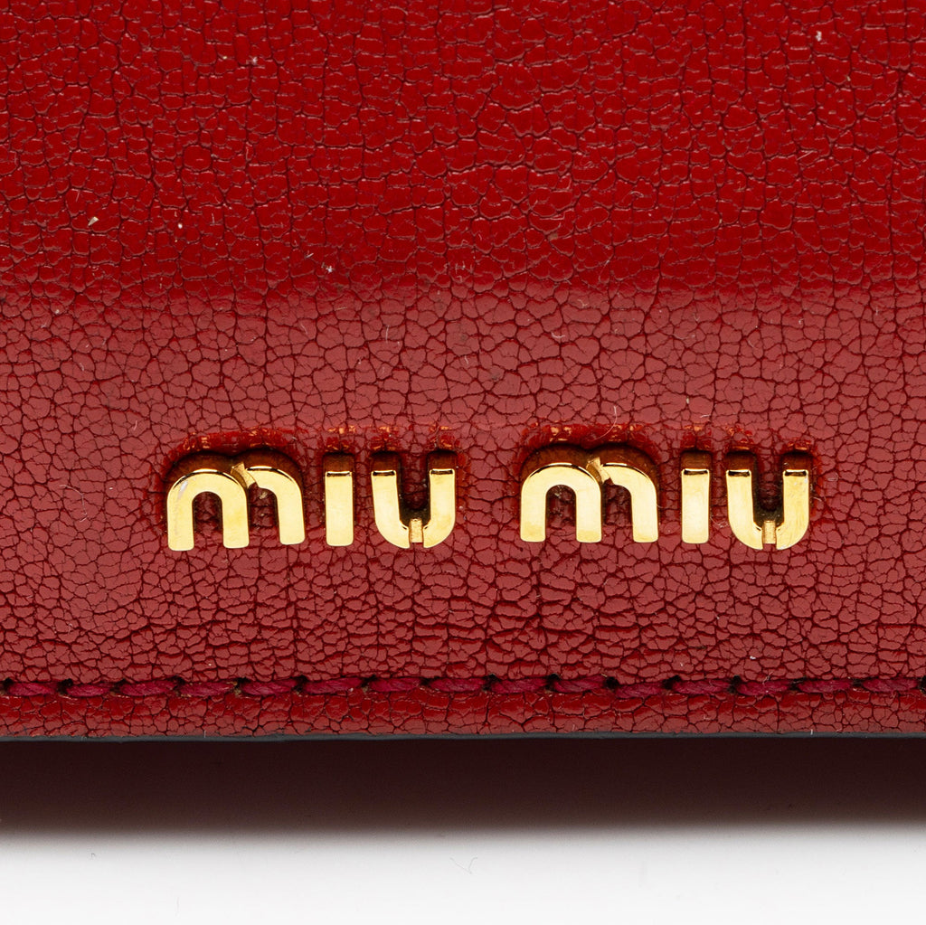 Miu Miu Goatskin Crystal Embellished Madras Shoulder Bag