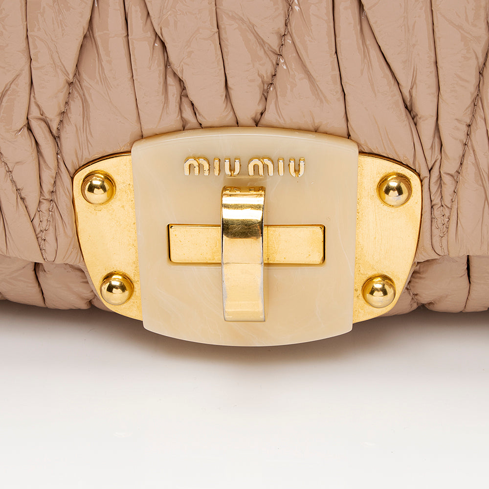 Miu Miu Matelasse Patent Leather Top Handle Flap Bag - FINAL SALE (SHF-20857)