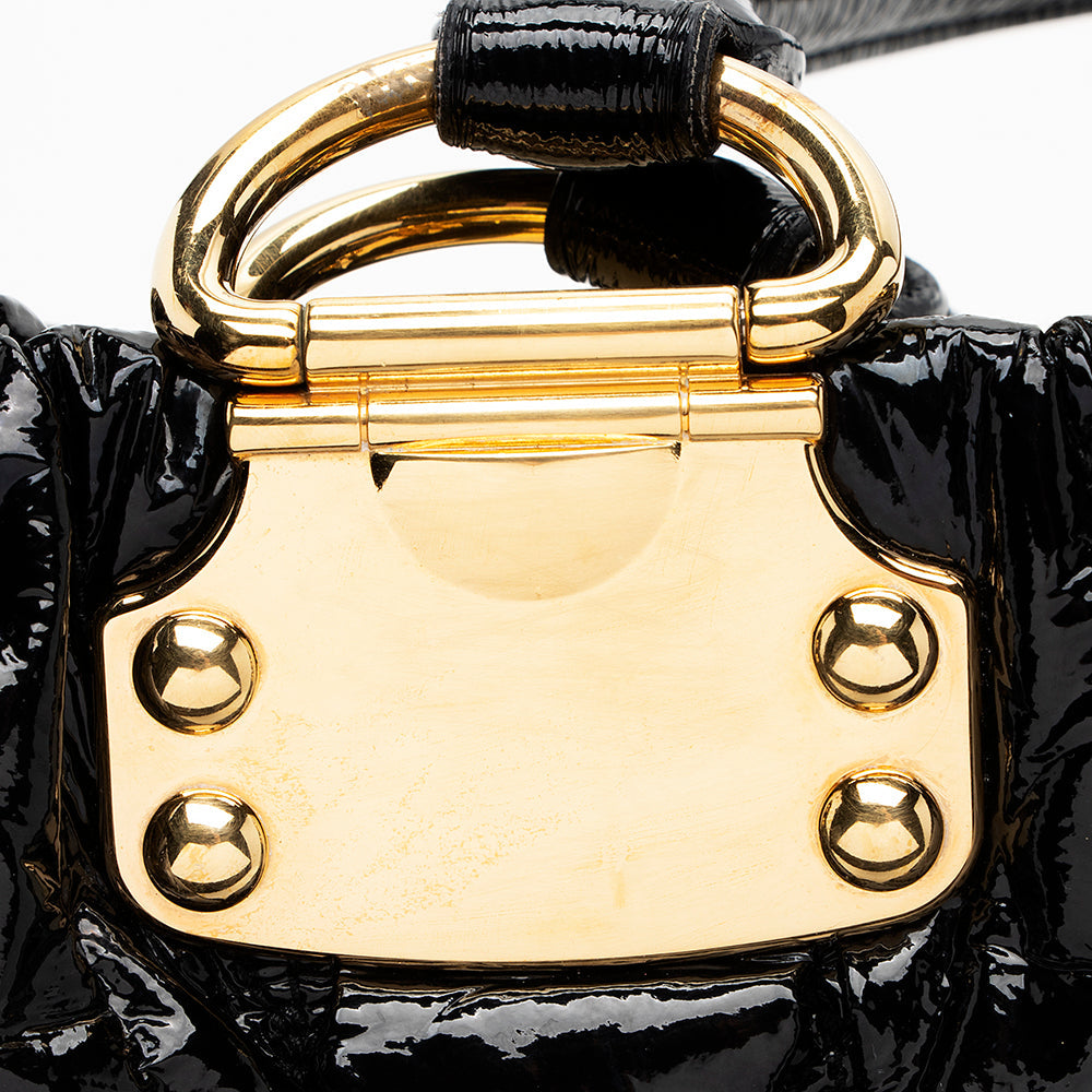 Miu Miu Patent Leather Matelasse Tote (SHF-17568)