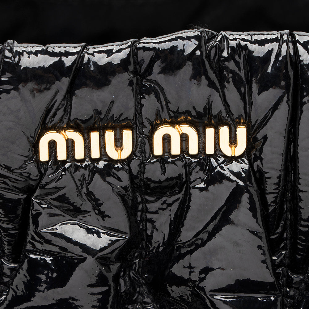 Miu Miu Patent Leather Matelasse Tote (SHF-17568)