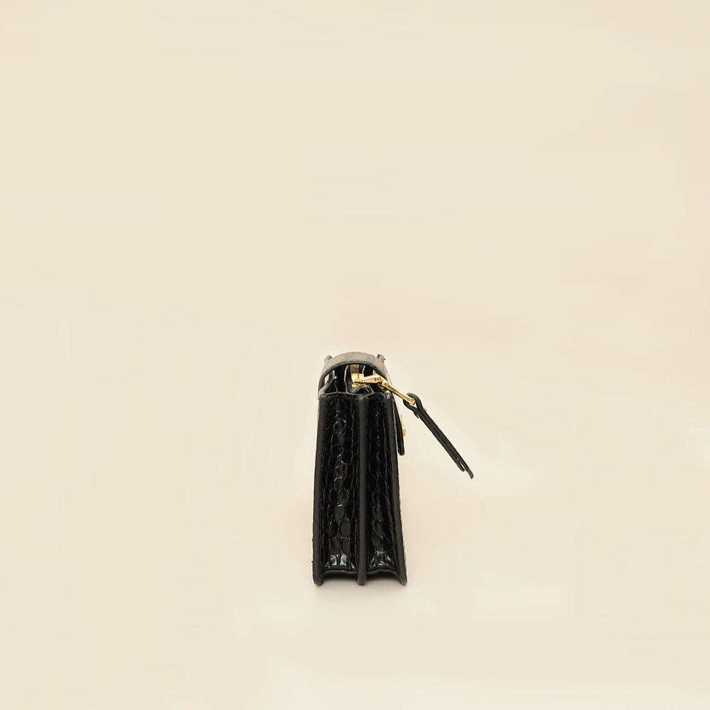 Miu Miu Black Crocodile Embossed Clutch Bag