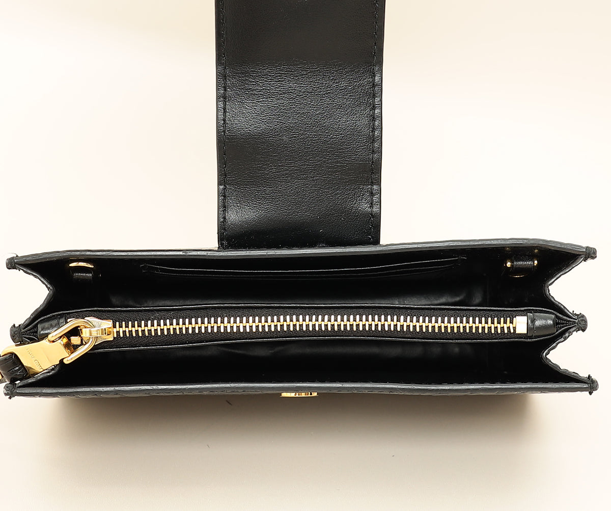 Miu Miu Black Crocodile Embossed Clutch Bag
