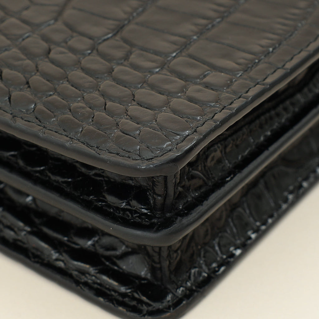 Miu Miu Black Crocodile Embossed Clutch Bag