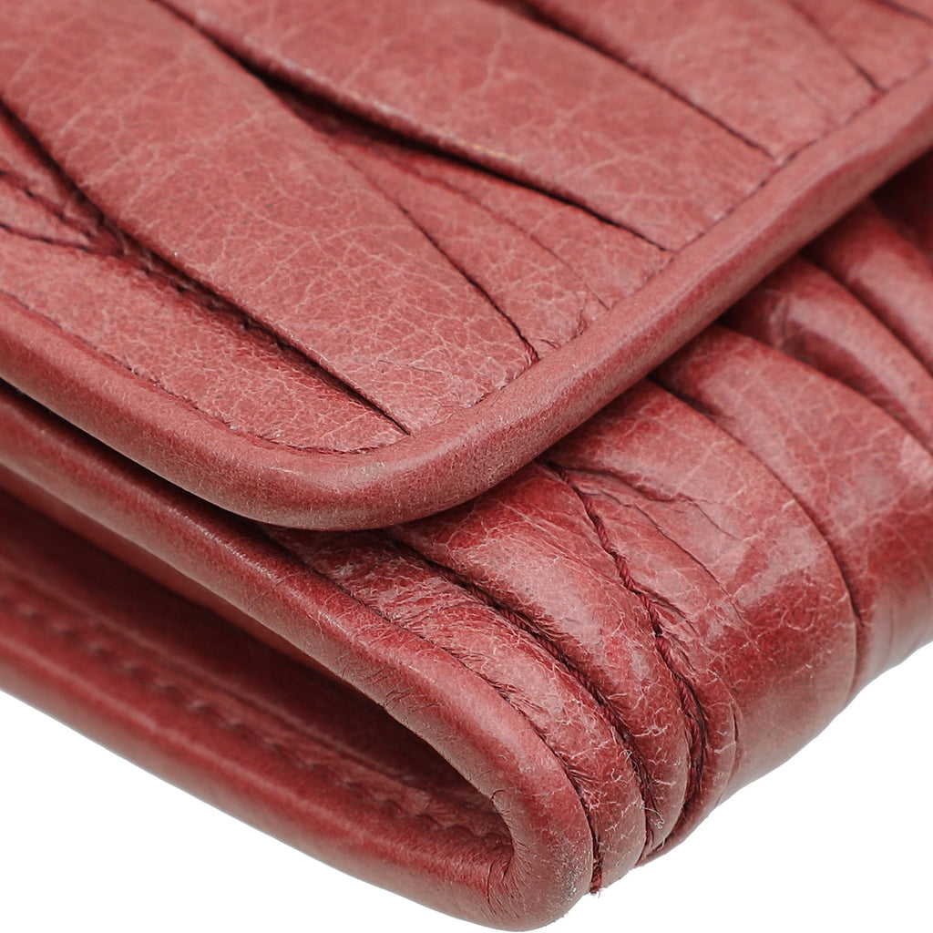 MIU MIU Red Pink Matelassé Nappa Wallet