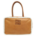 Miu Miu Bicolor Beau Shearling Top-Handle Bag