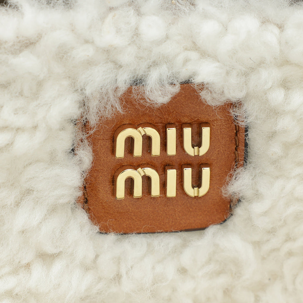 Miu Miu Bicolor Beau Shearling Top-Handle Bag